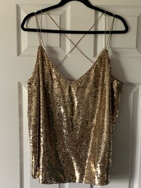 NWT ASOS Gold Sequin Strappy Cami Top